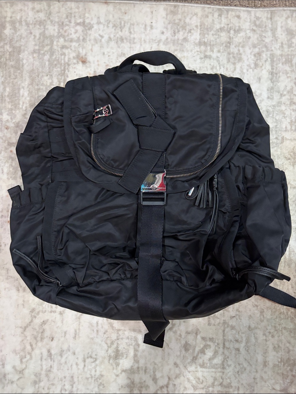 lululemon athletica Black Nylon Backpack with Buckle Detail
